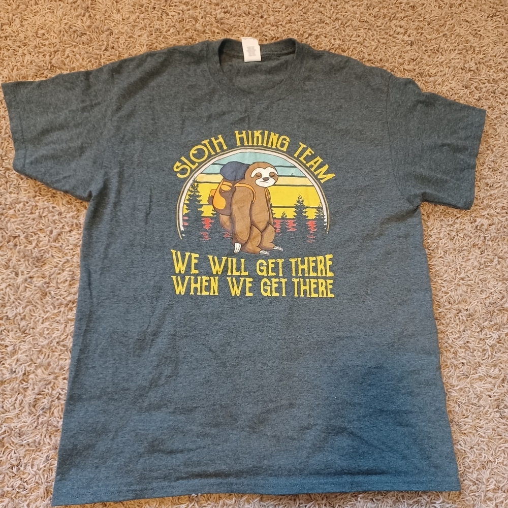 Gildan Men's Grey Sloth Hiking Team Heavy Cotton Shirt